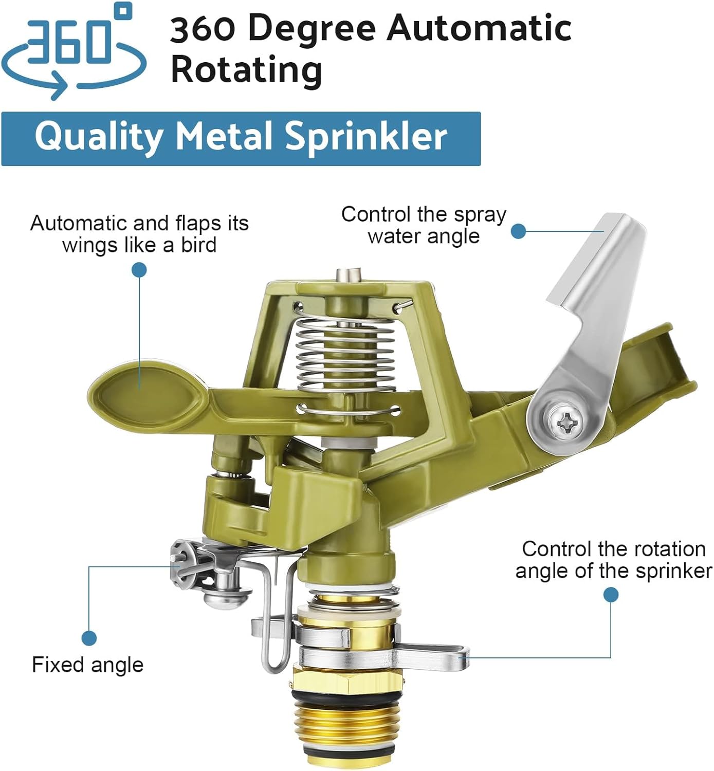 Chengu 12 Set Zinc Alloy Water Sprinklers for Lawns Yard Sprinklers Heavy Duty Sprinkler Heads Adjustable 360 Degree Watering Impact Sprinklers Pulsating Garden Sprinklers for Large Area Irrigation
