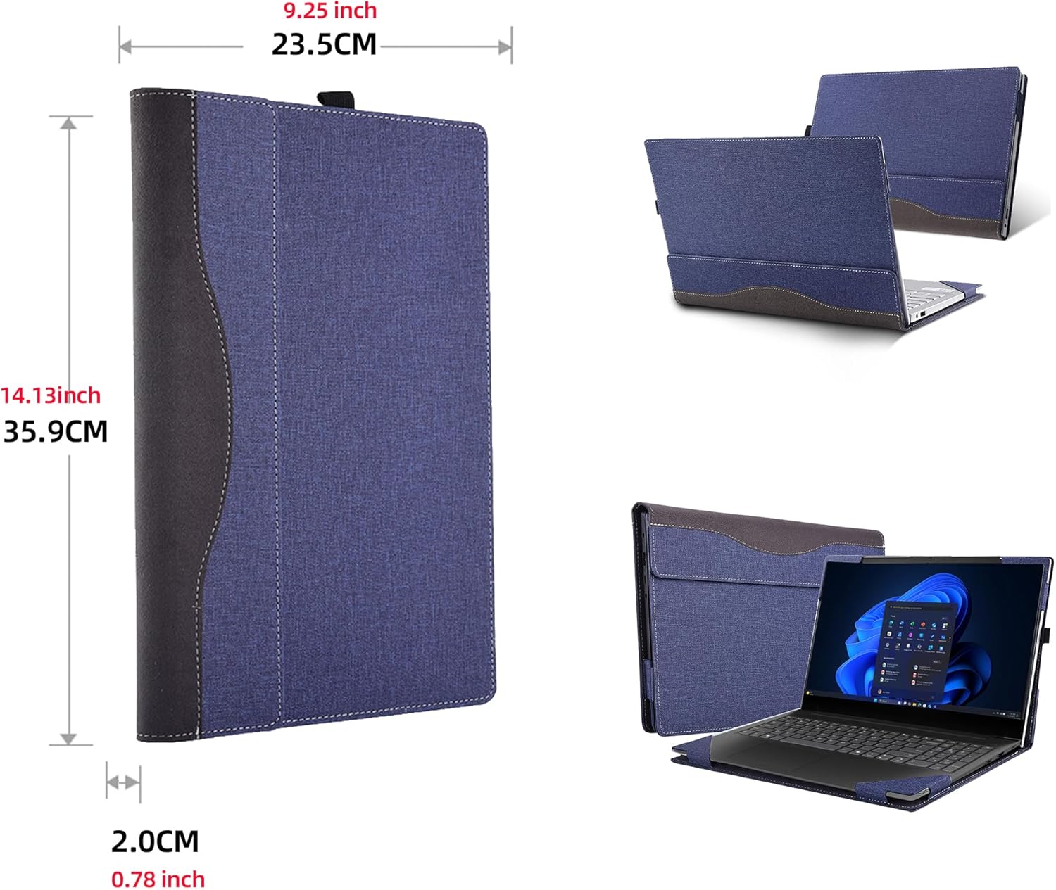 Laptop Case for Lenovo V15 Gen 6/ ITN & G5 TRL/5i 15.6" All Inclusive Drop Case PU Leather Protective Laptop Bag Detachable Shell (Blue)