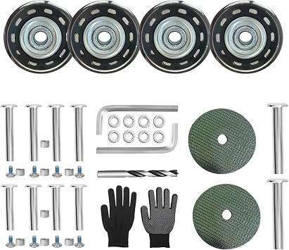 Luggage Suitcase Replacement Wheels 1.57"x0.71"40x18mm 4 Pcs with 3 Sizes Axle Wear-Resistant Mute Rubber Transparent Swivel Caster Repair Kits for Trolley Bag Travel Box