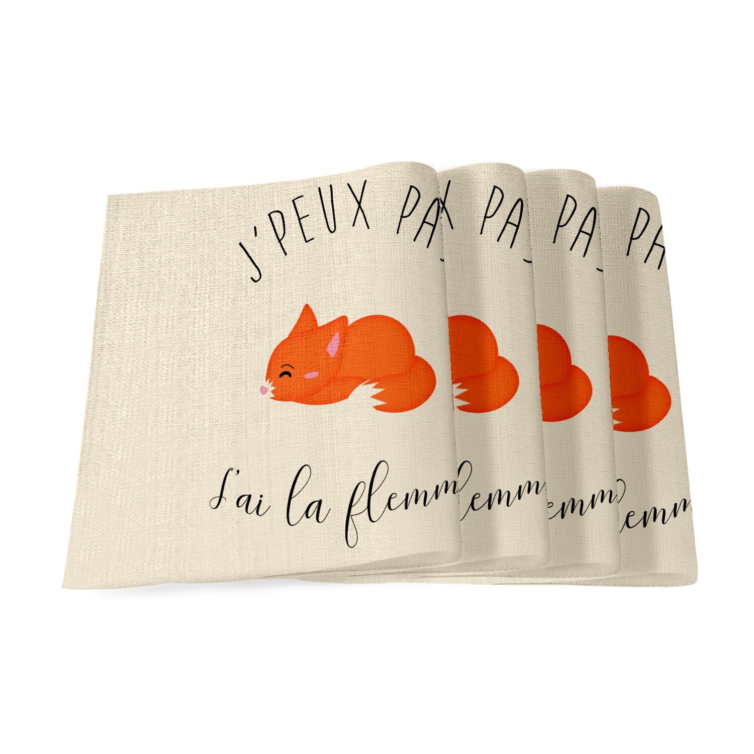 Set de table en lin animaux mignon pour afficher votre flemme avec tendresse