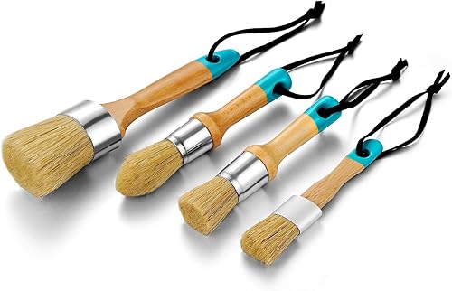 Miniatura 10 de MAXMAN - Juego de pinceles de pintura de tiza y cera para muebles, herramienta de pintura y encerado, pintura de leche, plantillas, cerdas