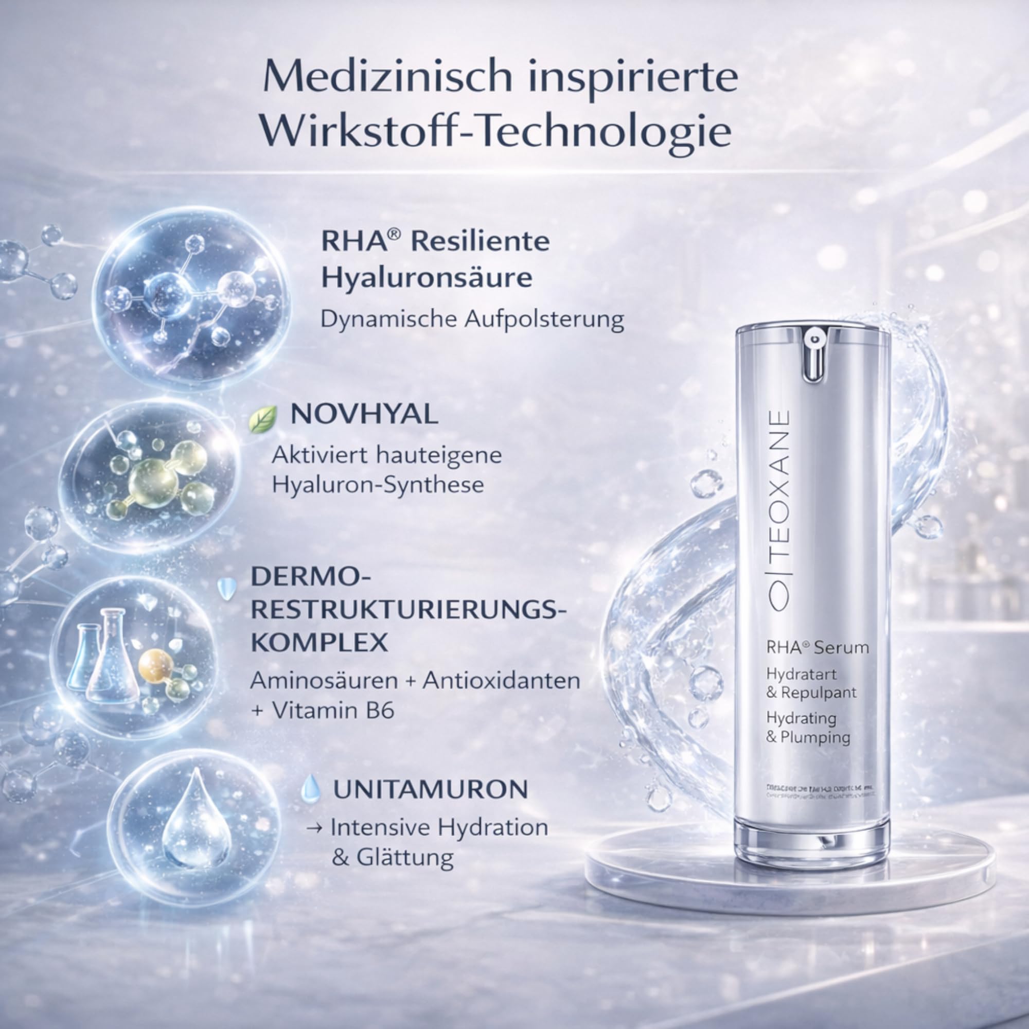 TEOXANE Sérum RHA - Sérum hyaluronique hautement concentré | Sérum anti-âge à l'acide hyaluronique | Sérum visage anti-âge pour une hydratation maximale | Effet de remplissage à l'acide hyaluronique