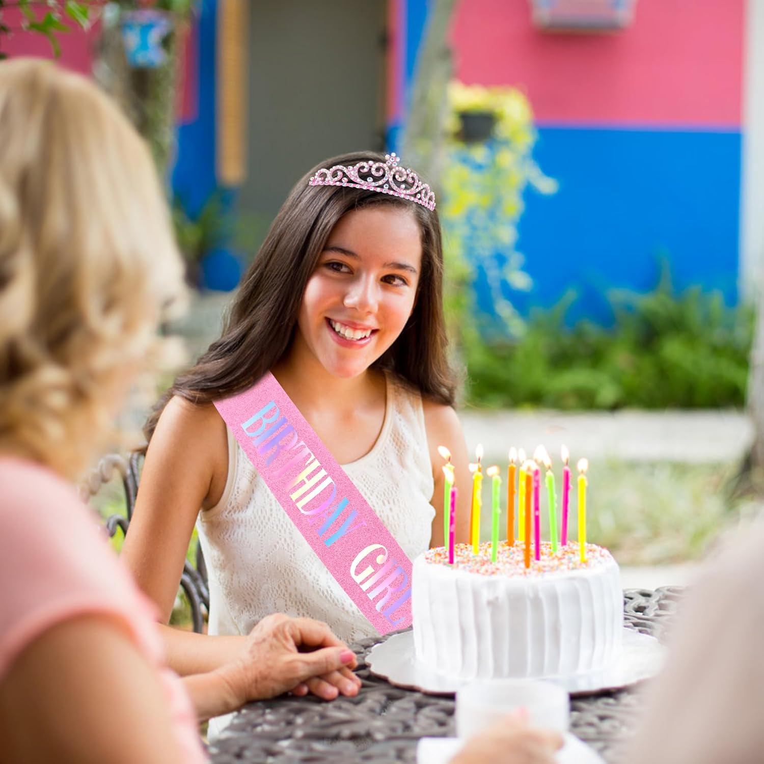 Chanaco Birthday Sash and Crown for Girls Happy Birthday Pink Crowns and Sash Non Slip Princess Rhinstone Tiaras for Party Crystal Glitter Headband Hair Accessories Prom Decorations Gifts - Image 6