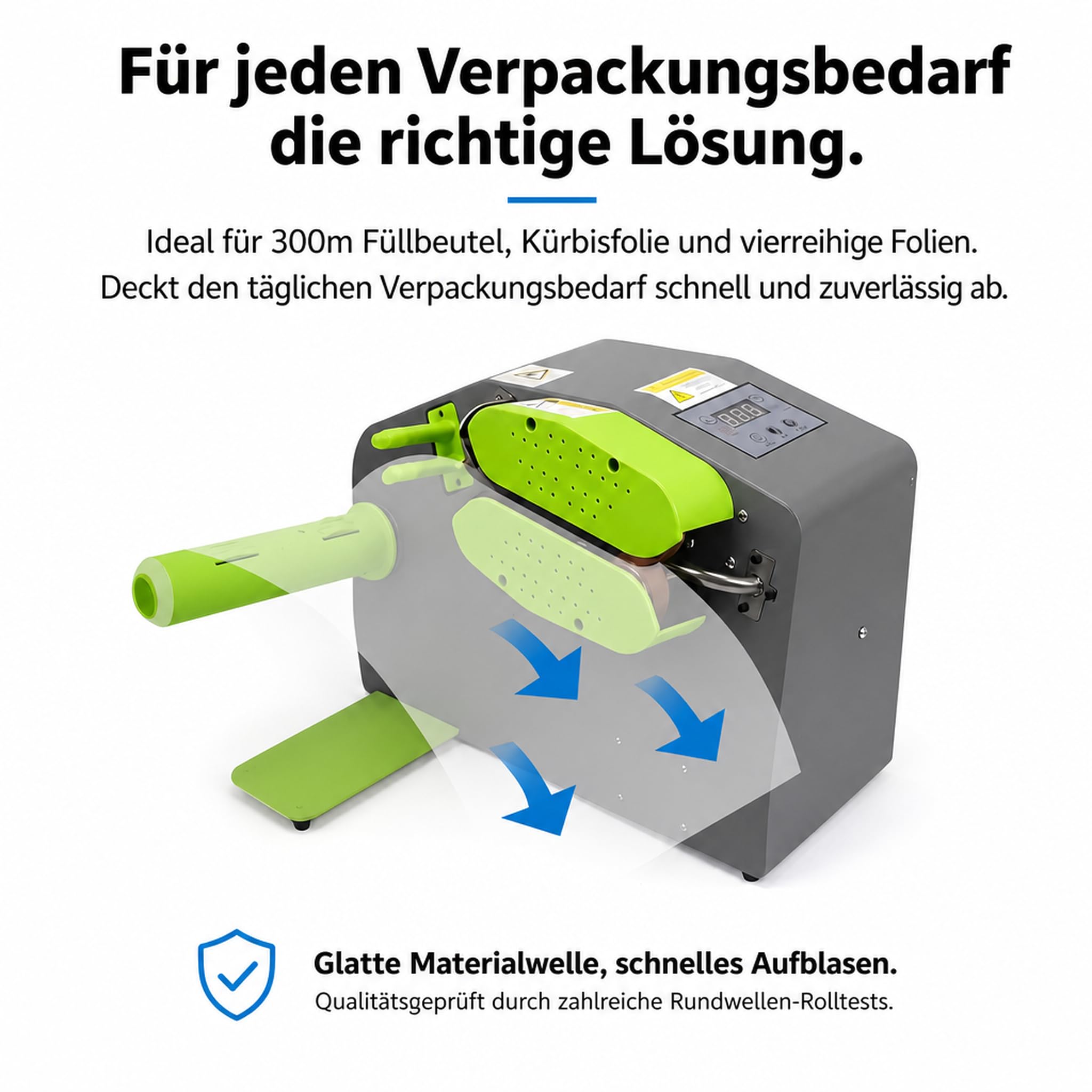 Luftpolstermaschine für Luftkissenfolie 300mm Bubble Film, kompakte Verpackungsmaschine mit digitaler Steuerung