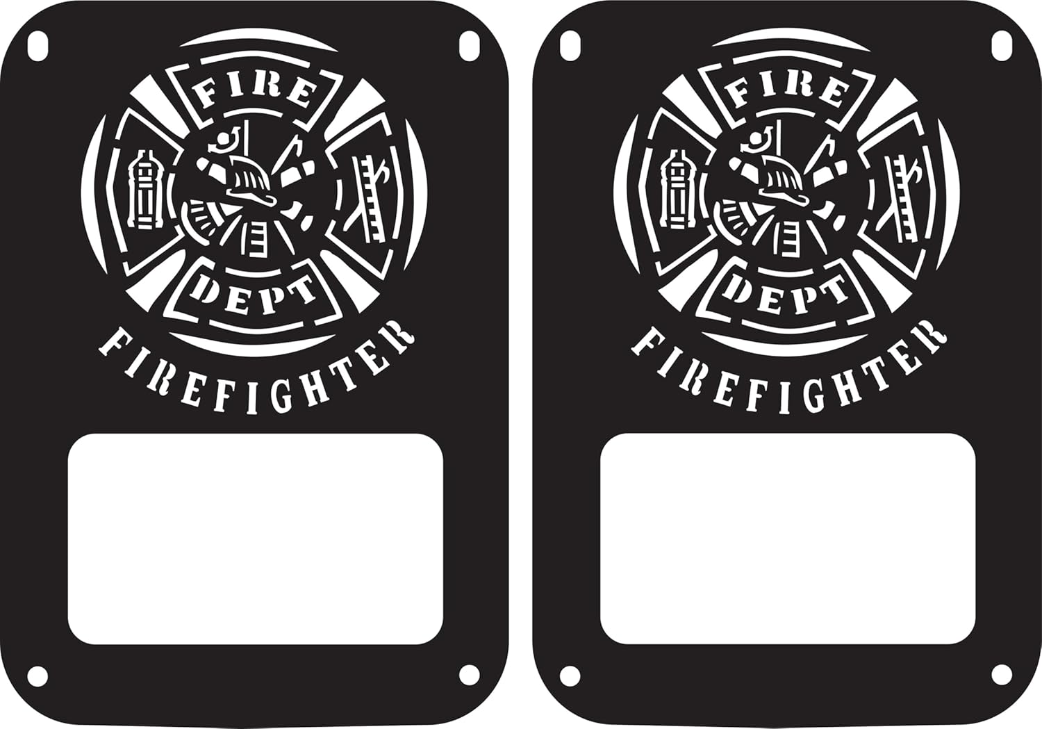 Firefighter Tail lamp Light Covers Compatible with Jeep JK Wrangler Black Set of 2