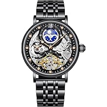 Fashion Stainless Steel Automatic Mechanical Watch Luxury Diamond Tourbillon Skeleton Watches For Men