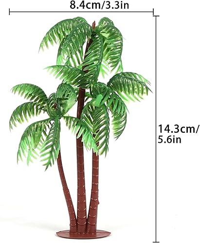Miniatura 2 de Gyufise 10 piezas de plástico verde palmera cocos cupcakes toppers miniatura figuras de palmera decoraciones para pasteles para micro acuario,