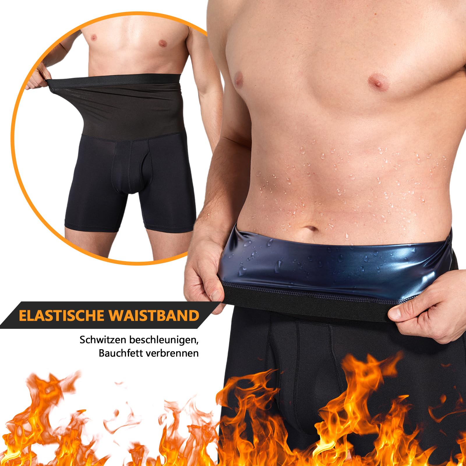 Herren Sauna Shorts Jogginghosen Slimming Unterwäsche Shorts Männer Sweat Shapewear Hohe Taille Sweathose