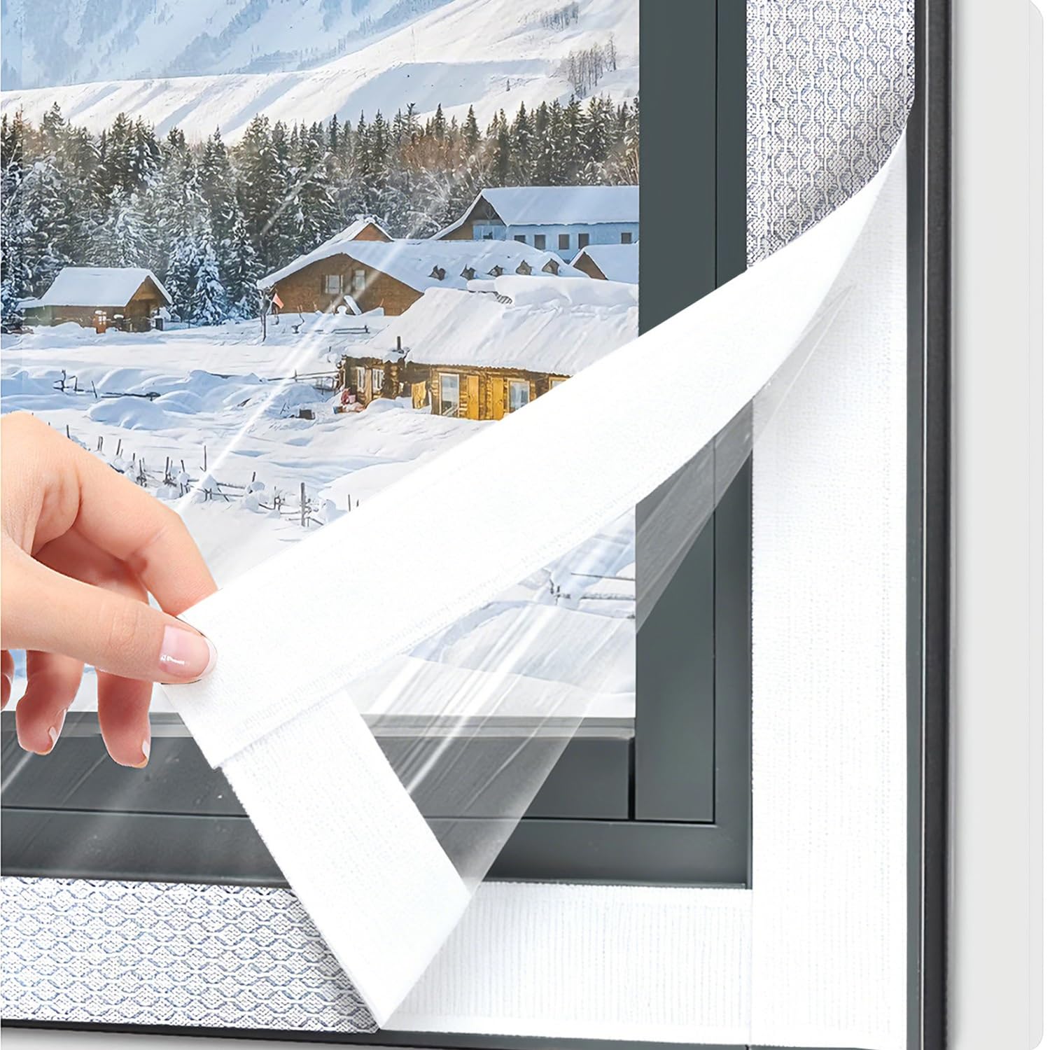 Breit Isolierfolie Fenster Kälteschutz Selbstklebend, Kälteschutzfolie Thermo Fenster Zum Blockieren von Zugluft, Transparent EVA Thermofolie Kit für Balkon Schlafzimmer(Weiß,220x600cm)