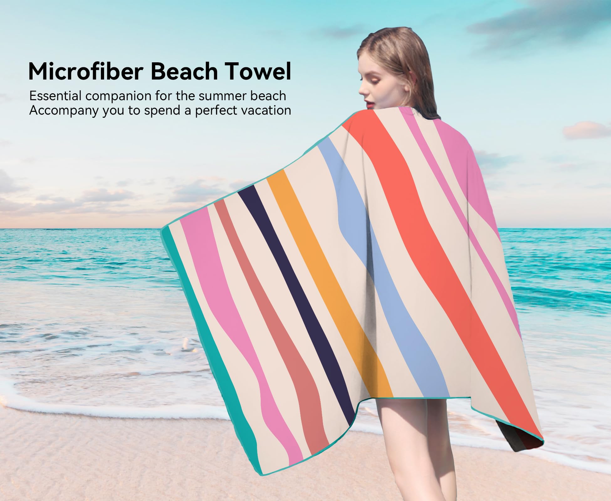Style Slice Beach Towel Extra Large Microfibre Towel Beach Towels, Lightweight Microfibre Beach Towels for Adults, Travel Towels Quick Dry Large 180x90cm - Image 4