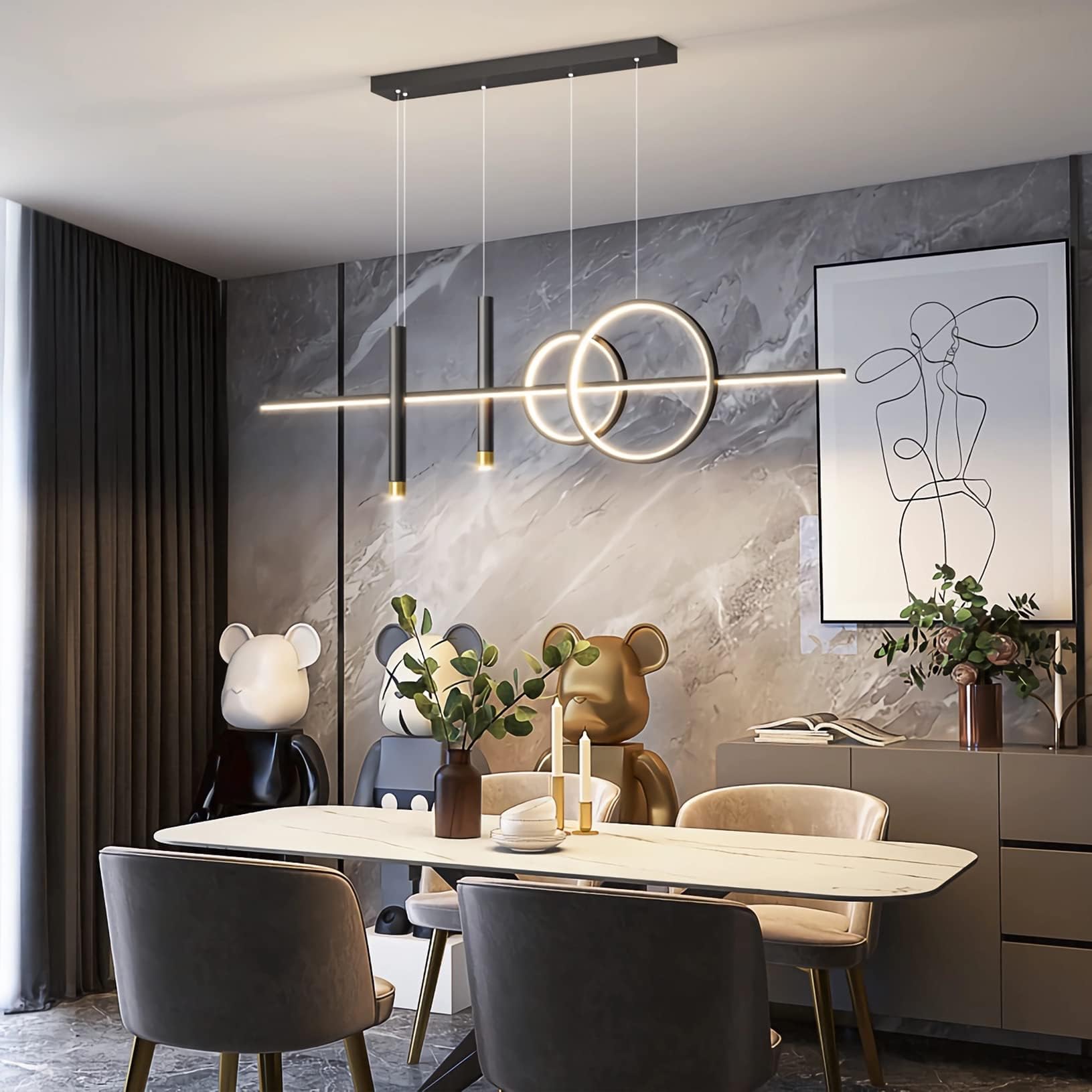 LED Pendelleuchte Dimmbar – Moderne Hängeleuchte Mit Fernbedienung, Höhenverstellbar, Für Esszimmer, Wohnzimmer & Schlafzimmer