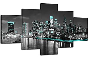 Philadelphia City Skyline Black and White Prints Canvas Wall Art