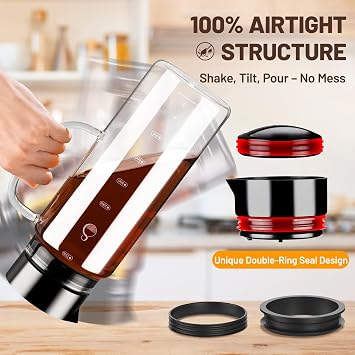 SAMBANGAN Cold Brew Coffee Maker Glass Pitcher with Stainless Steel Double Mesh Filter (1500ml)