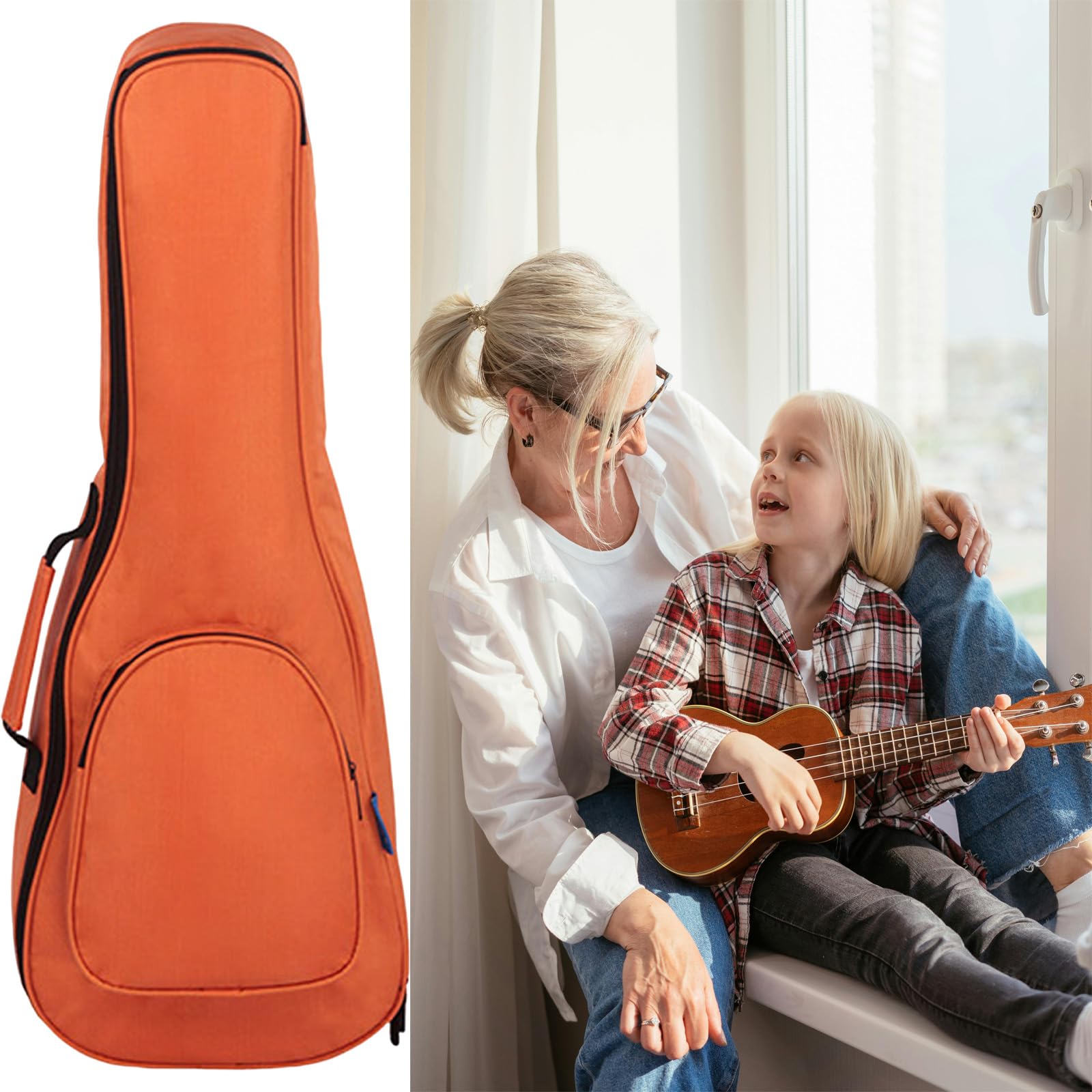 Ukulele Bag, Ukulele Case for 21 23 26 Inch Ukulele, Waterproof Soft Ukulele Cotton Padded Bag with Adjustable Straps, Ukulele Backpack Gig Bag with Large Capacity Pocket Ideal Gift for Ukulele Lover