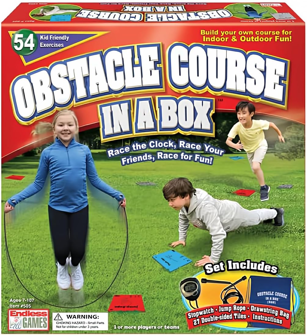 Obstacle Course in A Box - Indoor & Outdoor Game with 54 Fun Physical Challenges for 1 or More Players