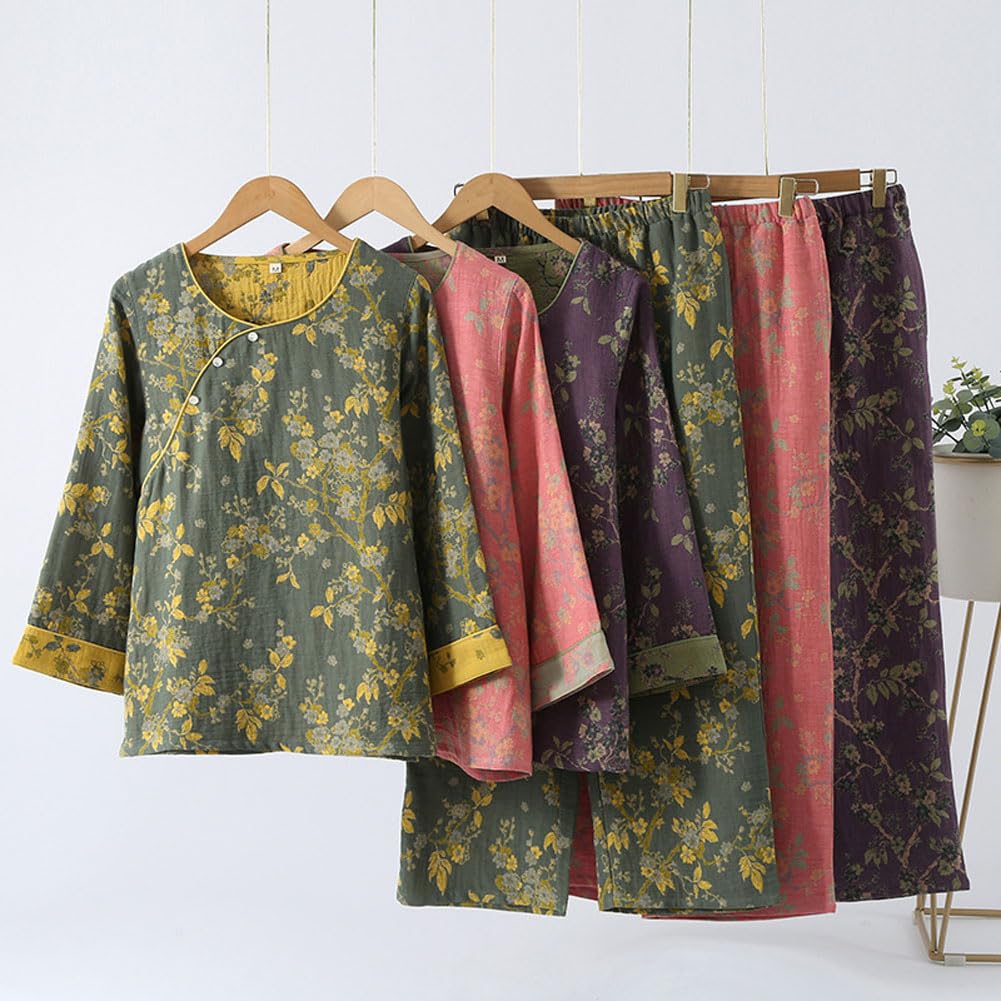 Ensemble de Pyjama en Tissage Jacquard pour Femmes, Costume de Pyjama Kimono Japonais Hanfu