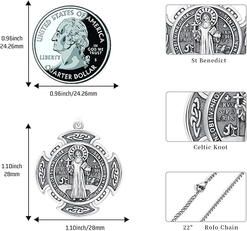 Miniatura 2 de Collar con medalla de San Patrón, plata de ley 925, collar con colgante de protección, joyería católica, regalos para hombres y mujeres