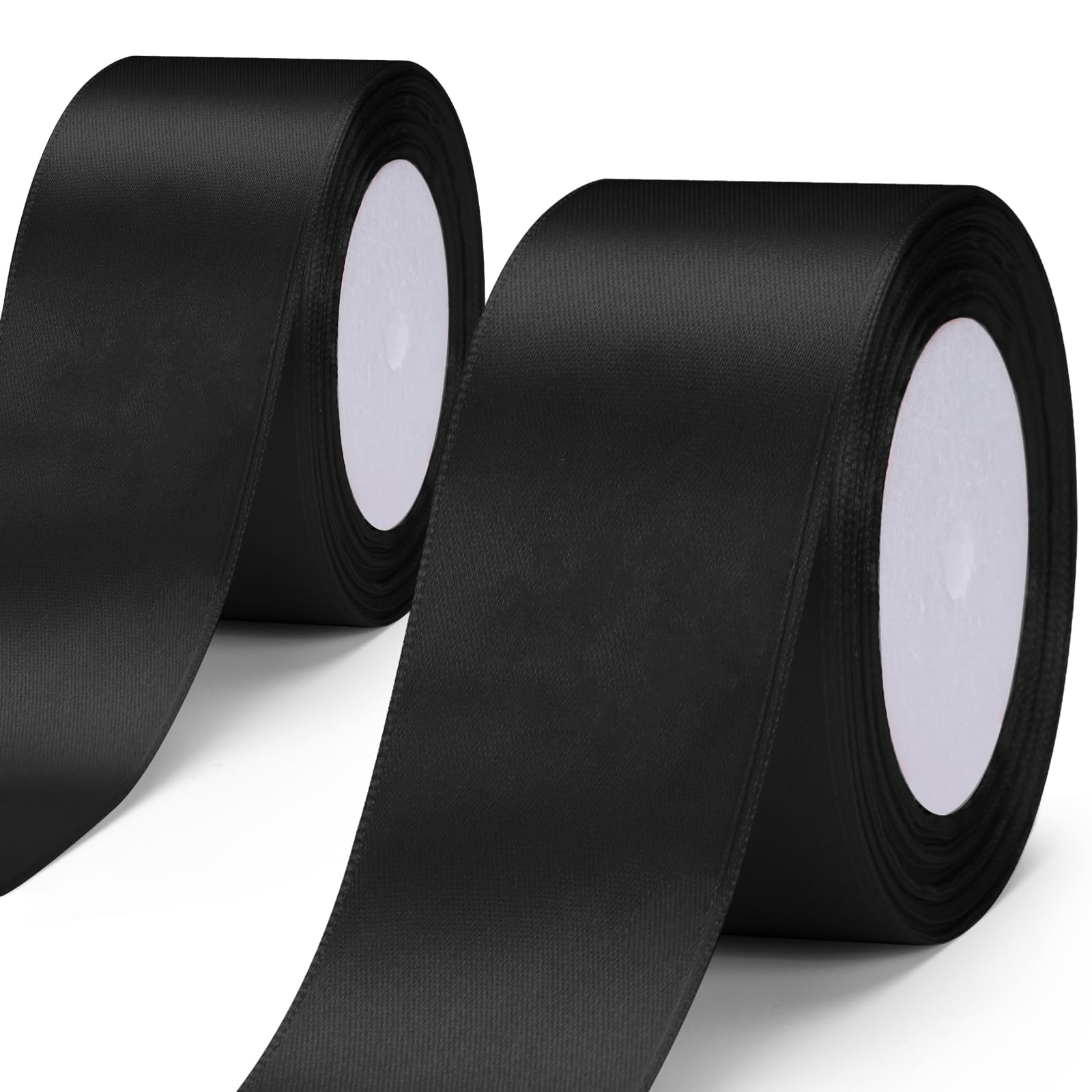 SDBYING Black Ribbon 50mm Wide, 44m Fabric Satin Ribbon for Gift Wrapping