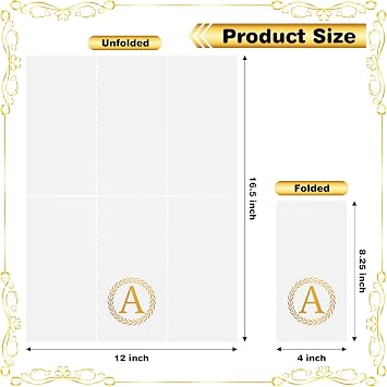 100 Pack Gold Letter A Airlaid Disposable Monogram Napkins | Linen-Like Absorbent Guest Towels, Biodegradable Virgin Wood Pulp, For Bathroom Wedding Birthday Baby Shower Dinner Party