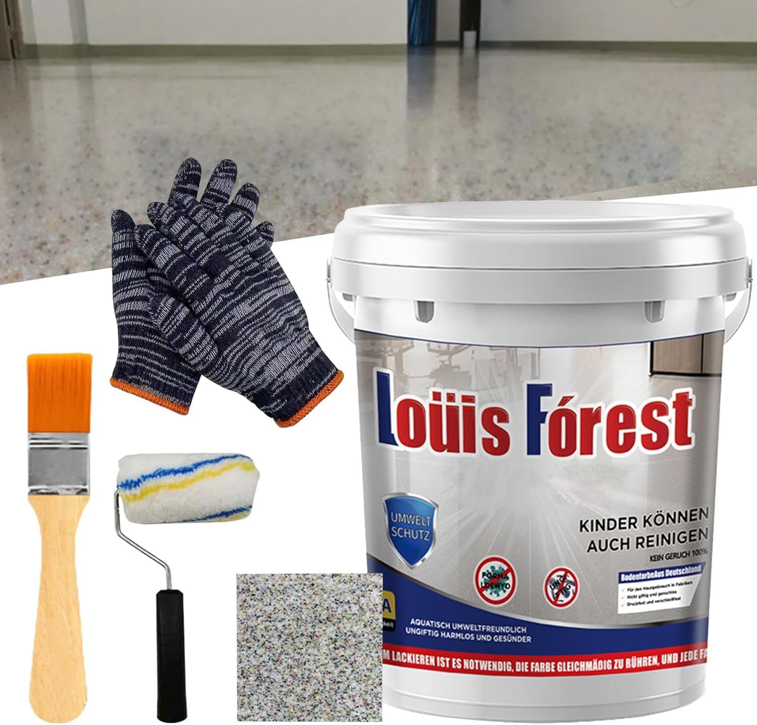 Louis Forest - Pintura epoxi para pisos, resina exterior de resina, revestimiento epoxi con efecto mármol de alto brillo, impermeable y antideslizante, segura y respetuosa con el medio ambiente