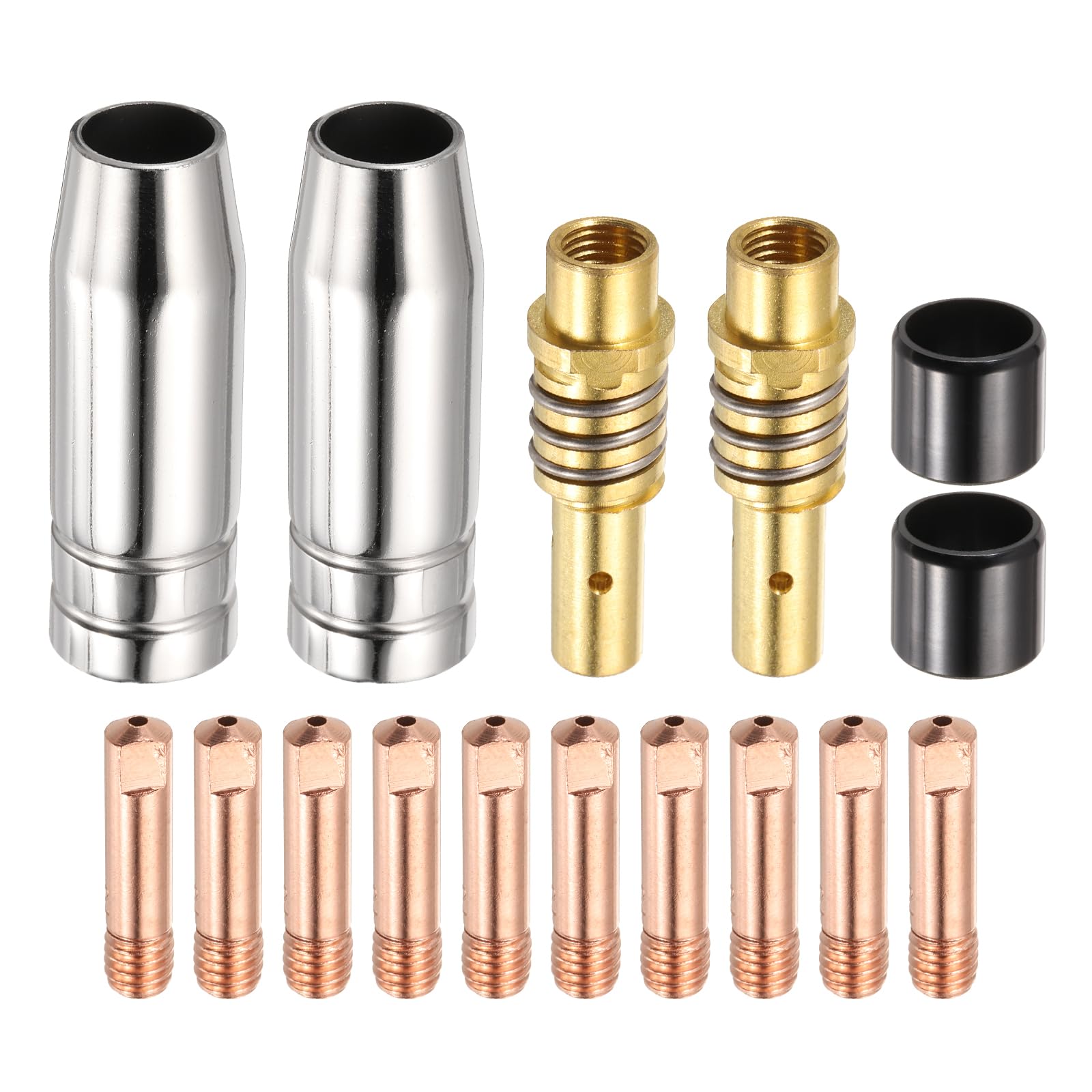 HARFINGTON 16pcs MIG Welding Gun Kit 0.047" Contact Tip Nozzle Diffuser MIG Welder Replacement Accessory with Connecting Holder and Protective Sleeve