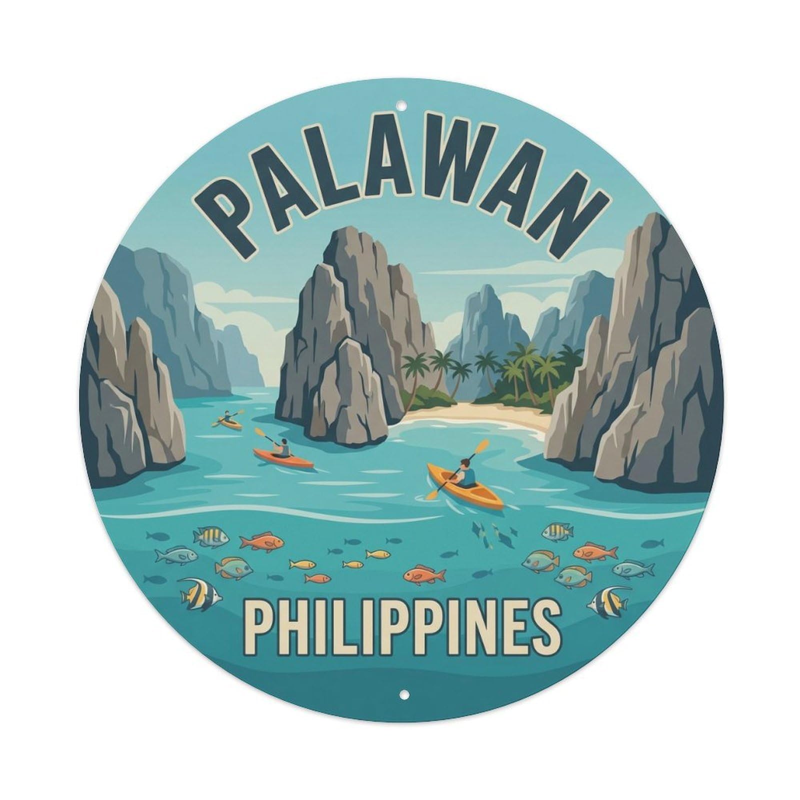Vintage Travel Philippines Palawan Lagoon Metal Tin Sign