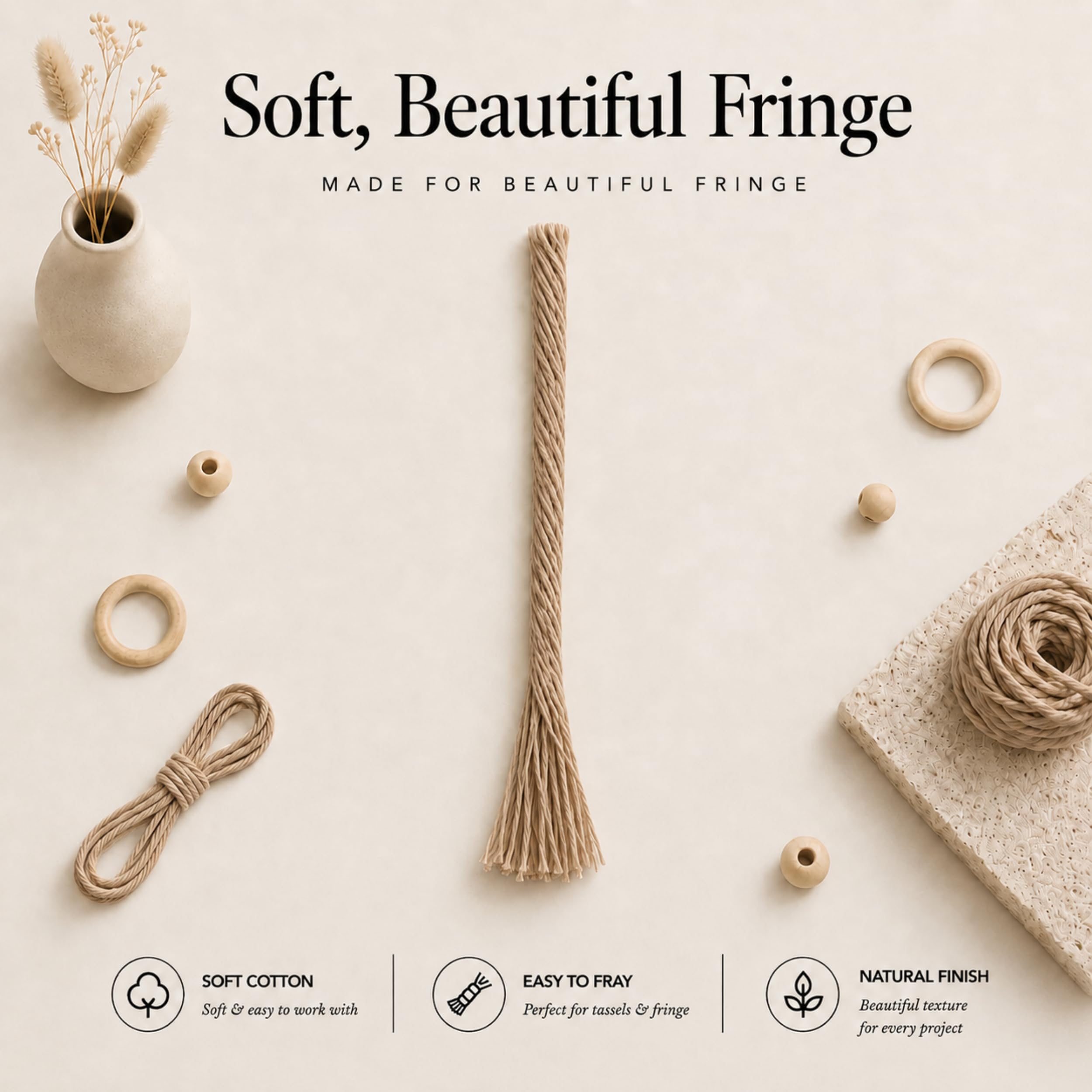BOCHIKNOT Makramee-Schnur, 5 mm, einsträngig, Makramee-Schnur, Baumwollkordel für Makramee und Knoten, Makramee-Seil in 3 mm, 4 mm, 5 mm, für Handwerk, Wandbehang, Pflanzenaufhänger (150 m,