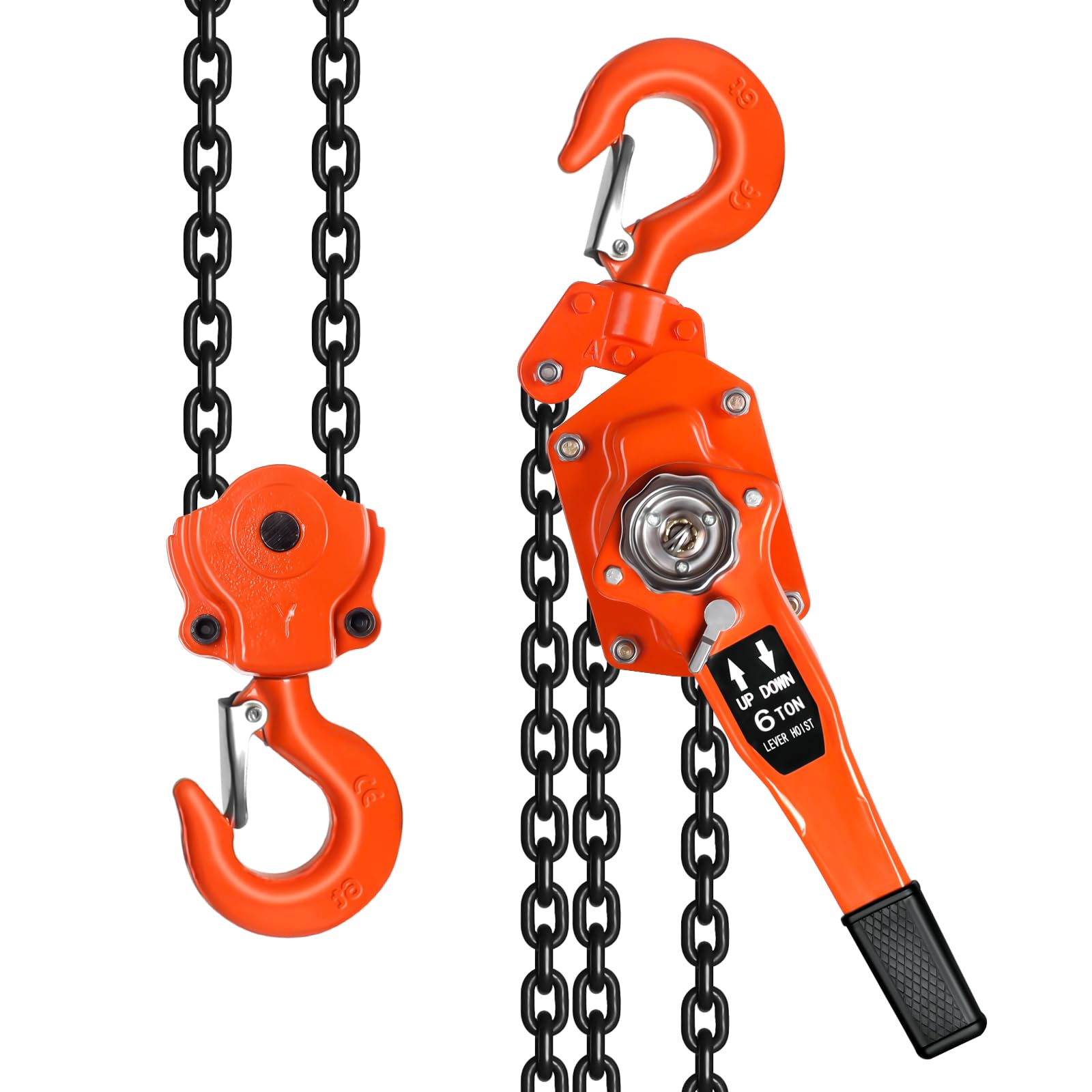 6 Tonnen Hebel, Ch Hebel, 13200 lbs Capaci Manueller Hebezeug mit 3 m G80 Ch Ratschenabzieher und 2Du 360° Hoo zum Heben und Ziehen (6 m optional erhältlich)