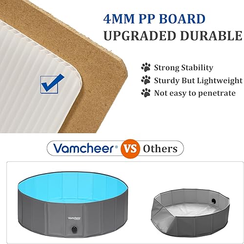 Miniatura 3 de Vamcheer Piscina para perros extra grande  Piscina plegable de plástico duro para perros grandes, tablero de polipropileno para exteriores,