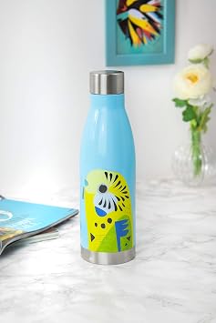 Maxwell & Williams JR0010 Pete Cromer Insulated Water Bottle, Budgerigar Design, BPA Free Stainless Steel, 500 ml