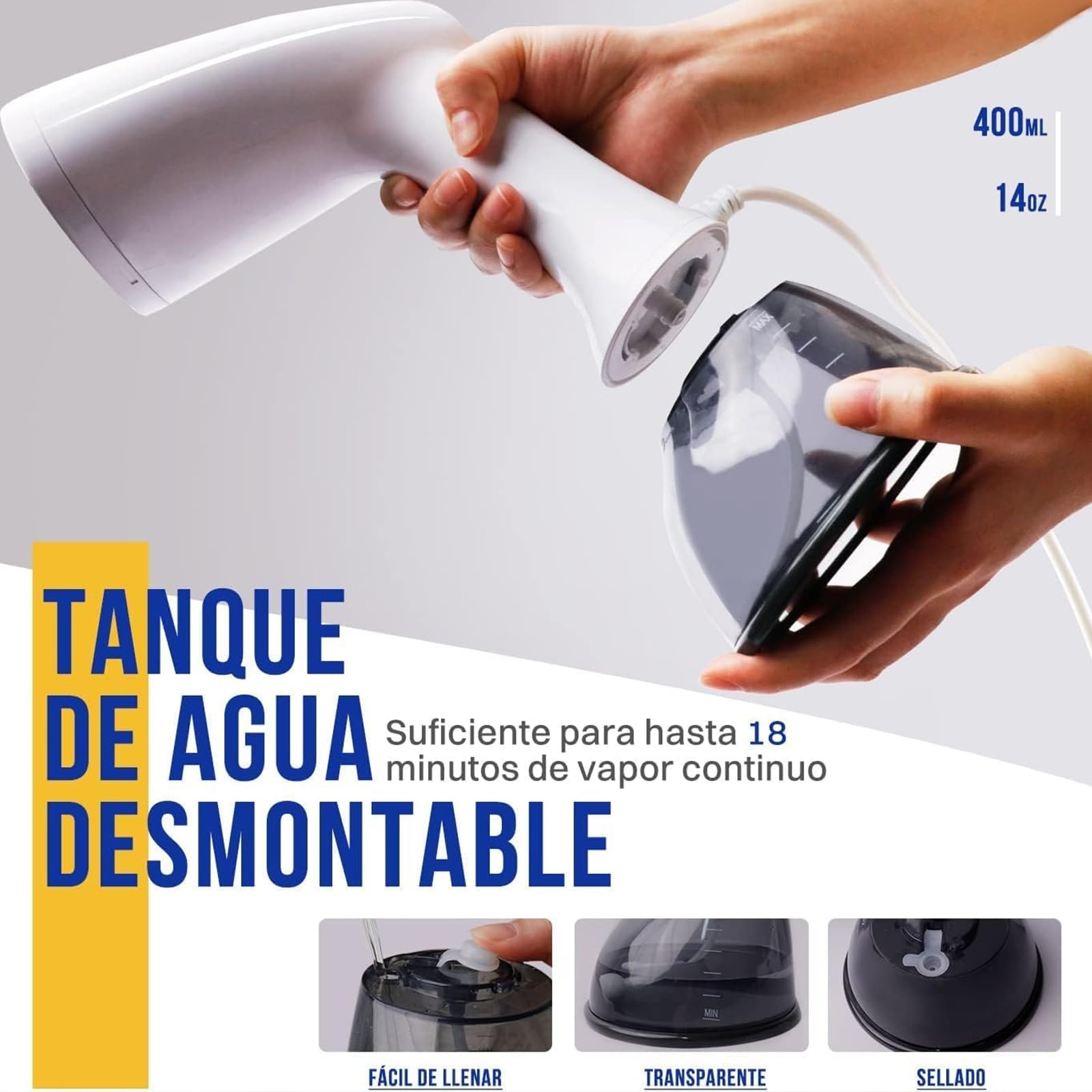 Rolipo Plancha Vertical Vapor 1640W, 400ML Plancha Vapor Cepillo de Vapor Removedor de Arrugas Para El Hogar, La Oficina, Los Viajes