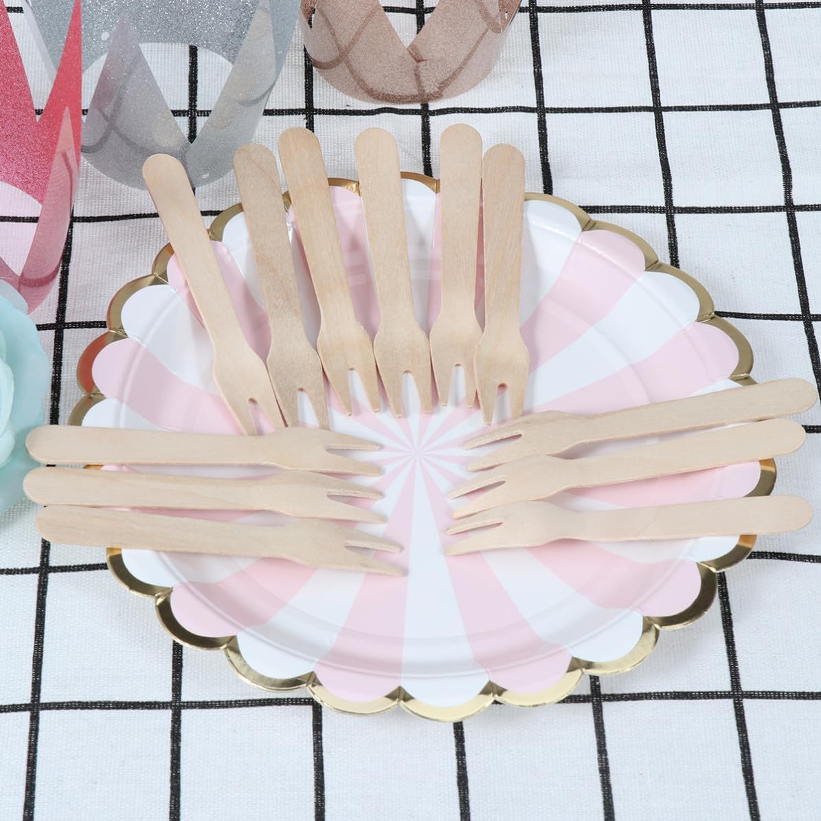 100pcs Wooden Cake Fork Disposable Dessert Forks for Picnic Dinner
