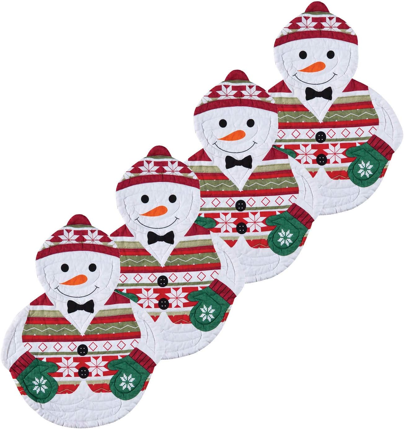 C&F Home Snowman Christmas Xmas Child Youth Shaped Cotton Reversible Machine Washable Placemat Set of 4 Rectangular Placemat White