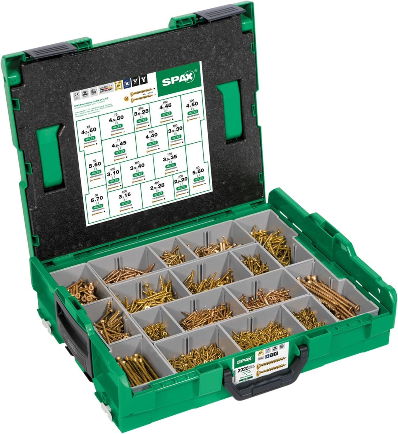 L-BOX 500009164019 Mounting Case Large Yellox A2L Phillips Z Countersunk Head 17 Dimensions 2930 Pieces with 5 Spax Bits