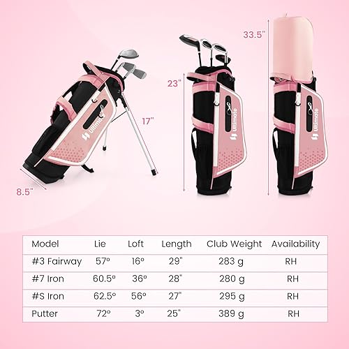 Miniatura 7 de Tangkula Juego de palos de golf para niños para diestros, juego completo de palos de golf junior con madera de calle #3 de 205 CC y hierros y putter