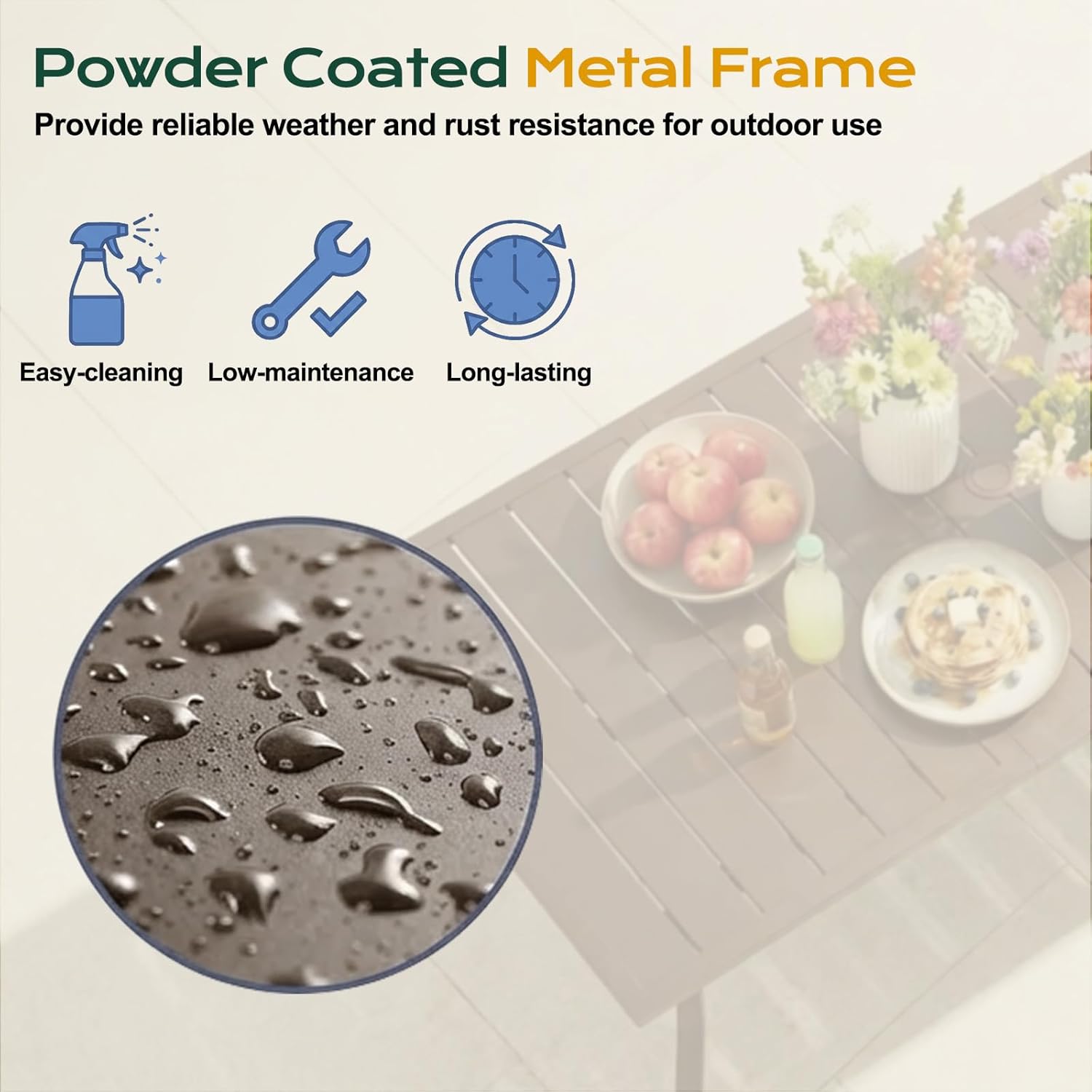 Aoodor Patio Dining Table for 8, 83'' Rectangular Metal Outdoor Patio Table with Umbrella Hole, Outdoor Dining Table for Deck, Yard, Poolside, Porch