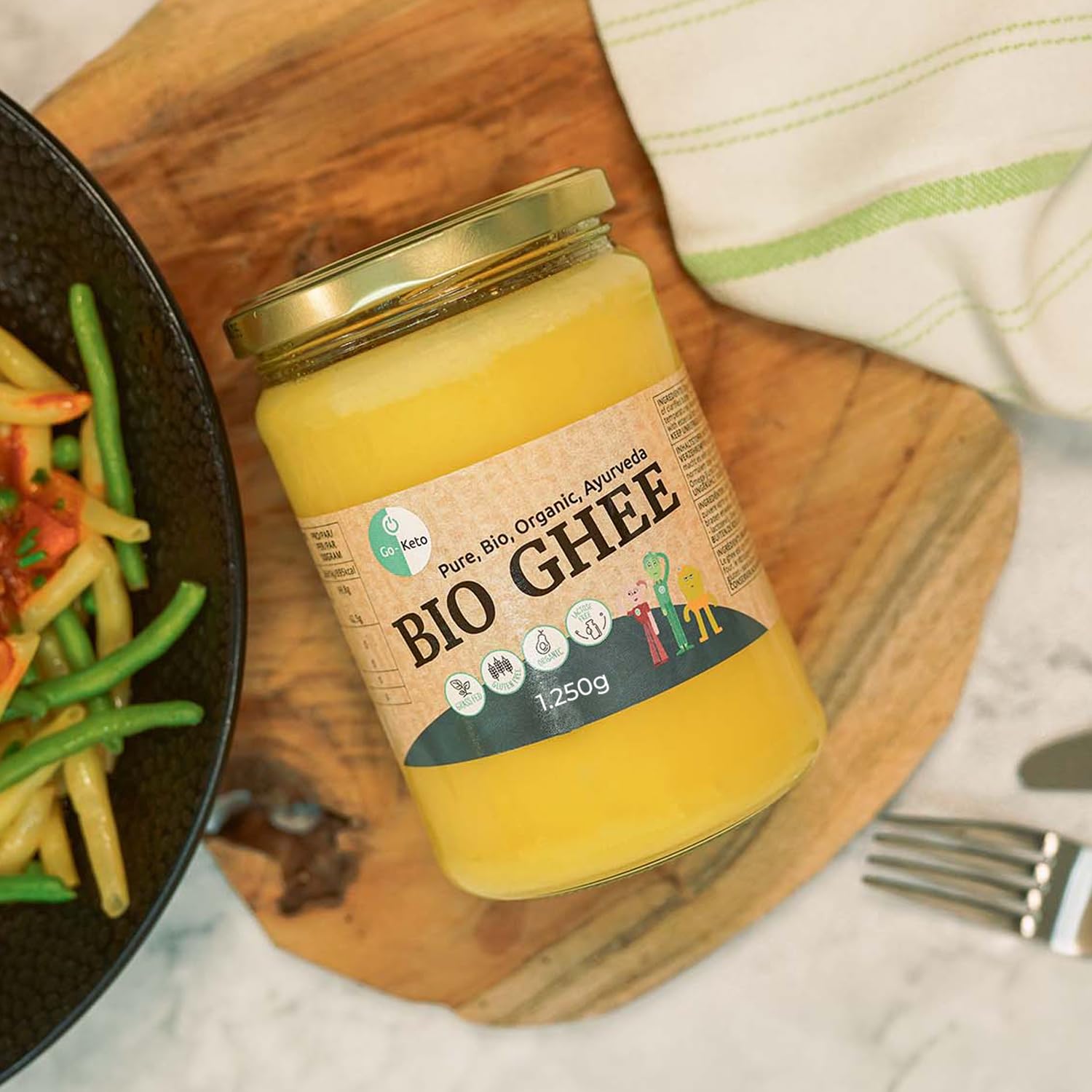 Go-Keto BIO Ghee 1250g Mantequilla clarificada certificada Ayurveda cetogénica Sin lactosa sin gluten Low Carb