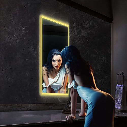 Miniatura 9 de Espejo de baño LED de 21 x 36 pulgadas con antiniebla, atenuador, temperatura de color ajustable, espejo LED inteligente para baño (21 pulgadas,