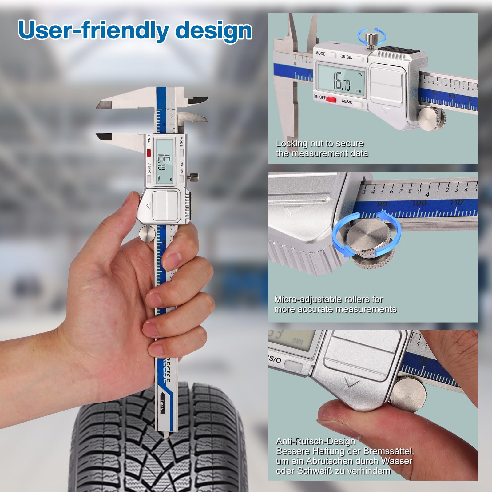 Calibro Digitale IP54 Impermeabile 150mm 6 Pollice Acciaio Micrometro Professionale