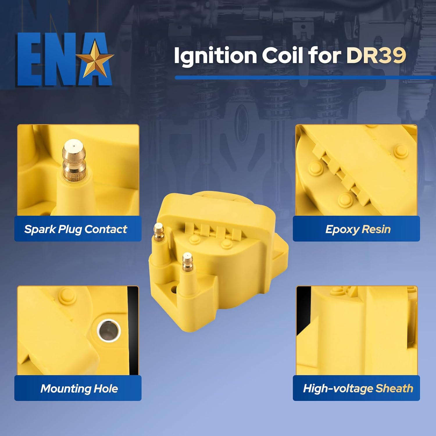 ENA Set of 3 Yellow Ignition Coil Pack Compatible with Buick Cadillac Chevy Oldsmobile Pontiac Malibu Passport Allure Camaro Impala 98 Bonneville Grand Prix Firebird 3.8 V6 Replace# C849 DR39 5C1058