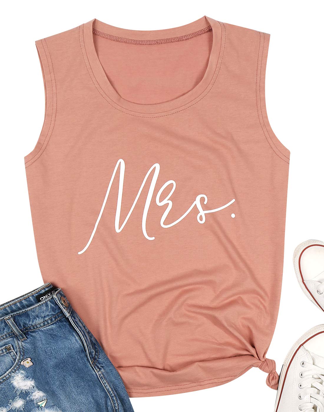 Mrs Tank Top for Women Honeymoonin Tanks Shirts Bride Vacation Tanks Casual Wife Tank Tops