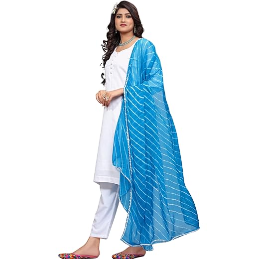 KEMZA Womens Chiffon Leheriya Dupatta