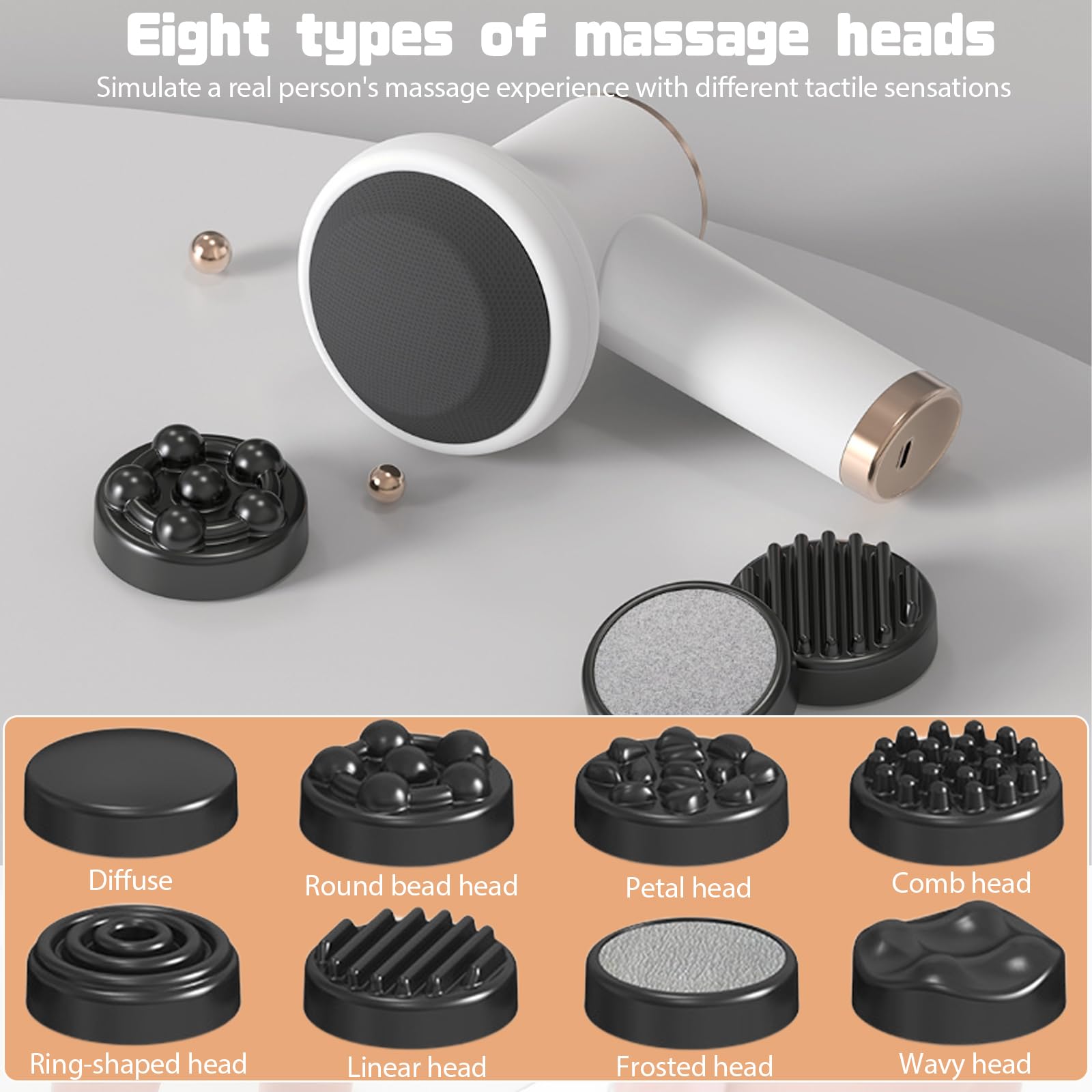 Massaggiatore elettrico cellulite, massaggiatore anticellulite, portabilità anticellulite, con 8 accessori intercambiabili, tonificante, allevia la stanchezza per gambe, collo, spalle, vita, addome