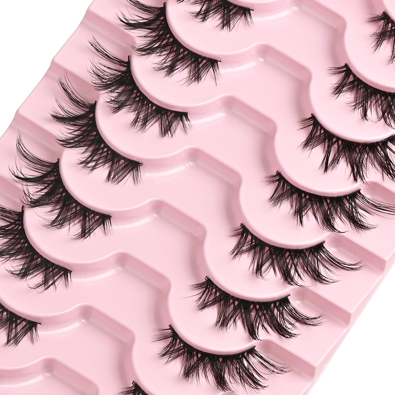 FARRED Halbe Wimpern, natürliche, künstliche Wimpern, Wispy Cat Eye-Streifen, Wimpern, 10 Paar, Kunstnerz, für tägliches Make-up (C10, 8–15 mm)
