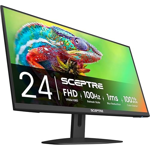 Sceptre Prime 24-inch Gaming Monitor 100Hz 1ms DisplayPort HDMI x2 100% sRGB AMD FreeSync Build-in Speakers, Eye Care Frameless Machine Black 2025 (E248W-FW100T)