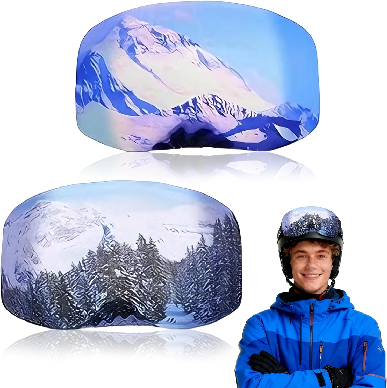 AIEDECOPT 2 stuks skibrillen draagbaarheid, ski- en snowboardbrilafdekking, microvezelafdekking ter bescherming van de lenzen, kras- en stofbescherming voor reizen en après-ski (C