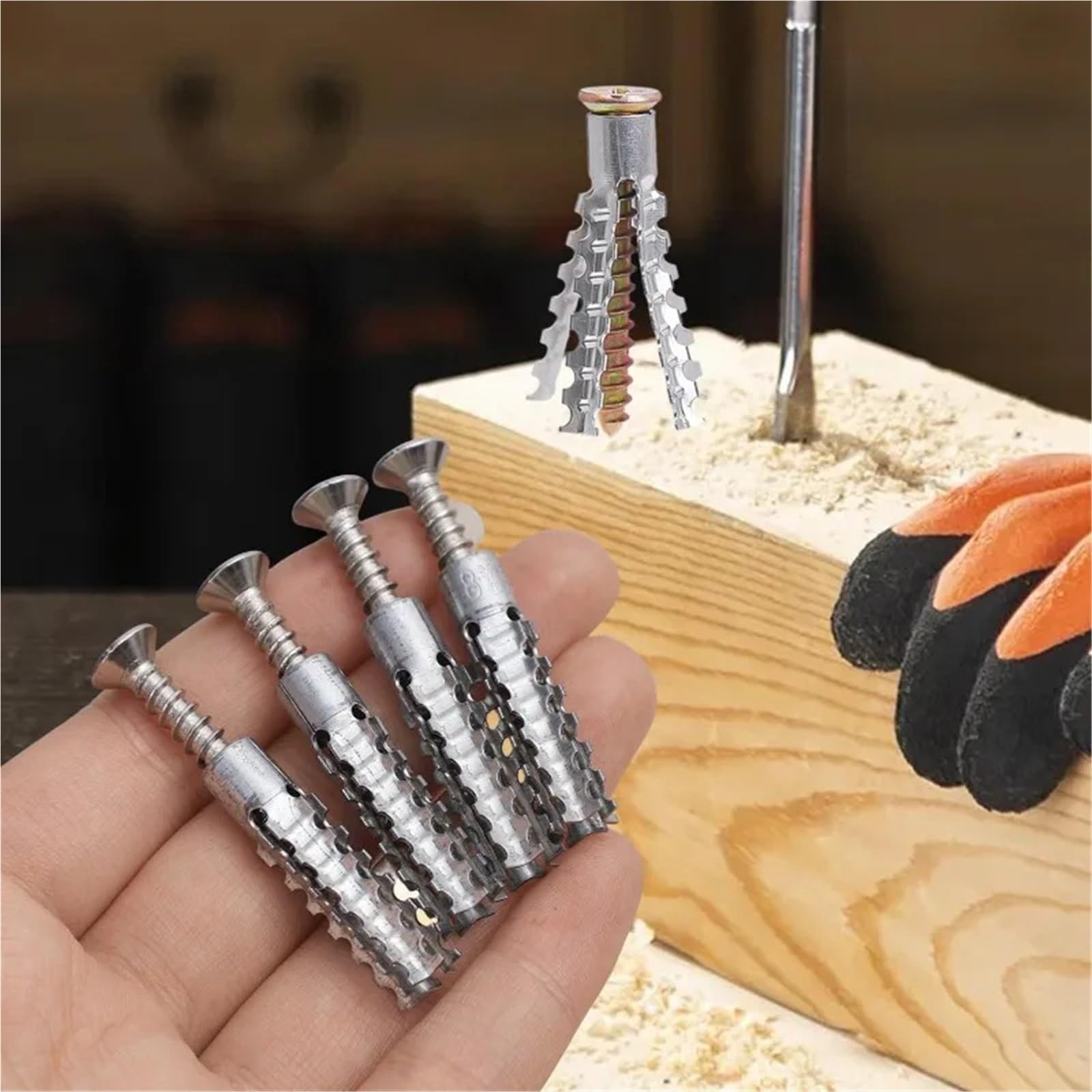 Fisher Tasselli Viti ad espansione seghettate in metallo Vite autofilettante for tubo in acciaio Bulloni di ancoraggio a parete Tappo perforazione(A- 8mm,50 Sets)