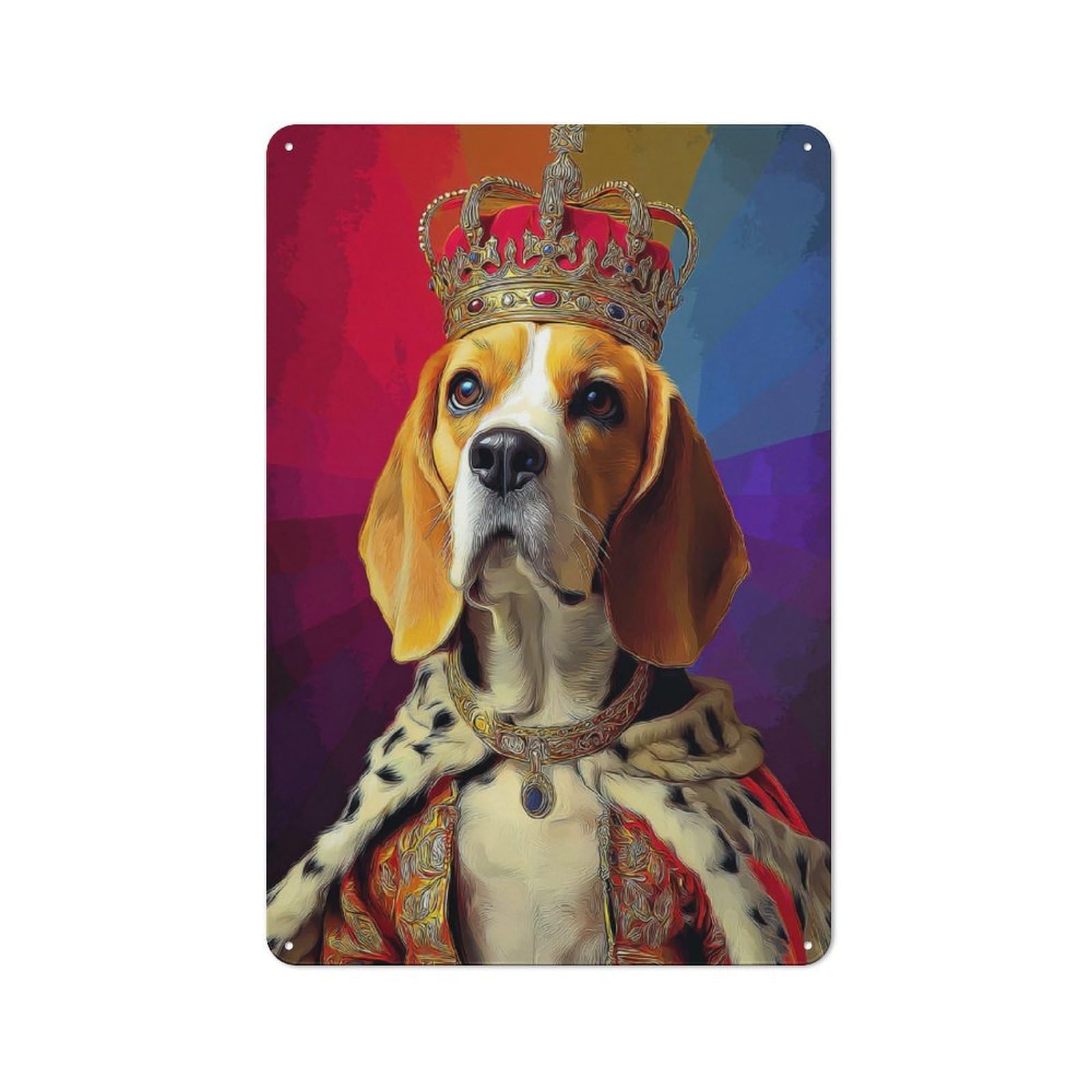 Junmoney Royal Beagle Majesty Portrait -2 Retro Metal Wall Sign 30X20cm For Café Or Home Bar, For Home Bar Enthusiasts, For Retro Home Interiors