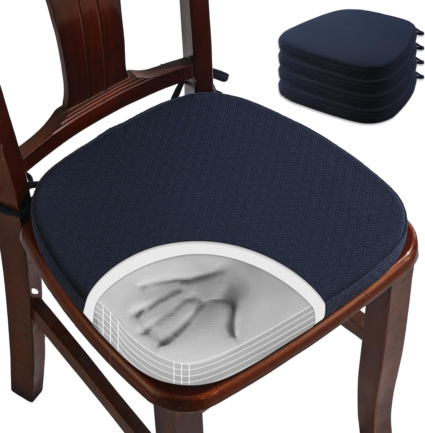 BUYUE Luxury 100 Pure Memory Foam Chair Cushions 4 Pack