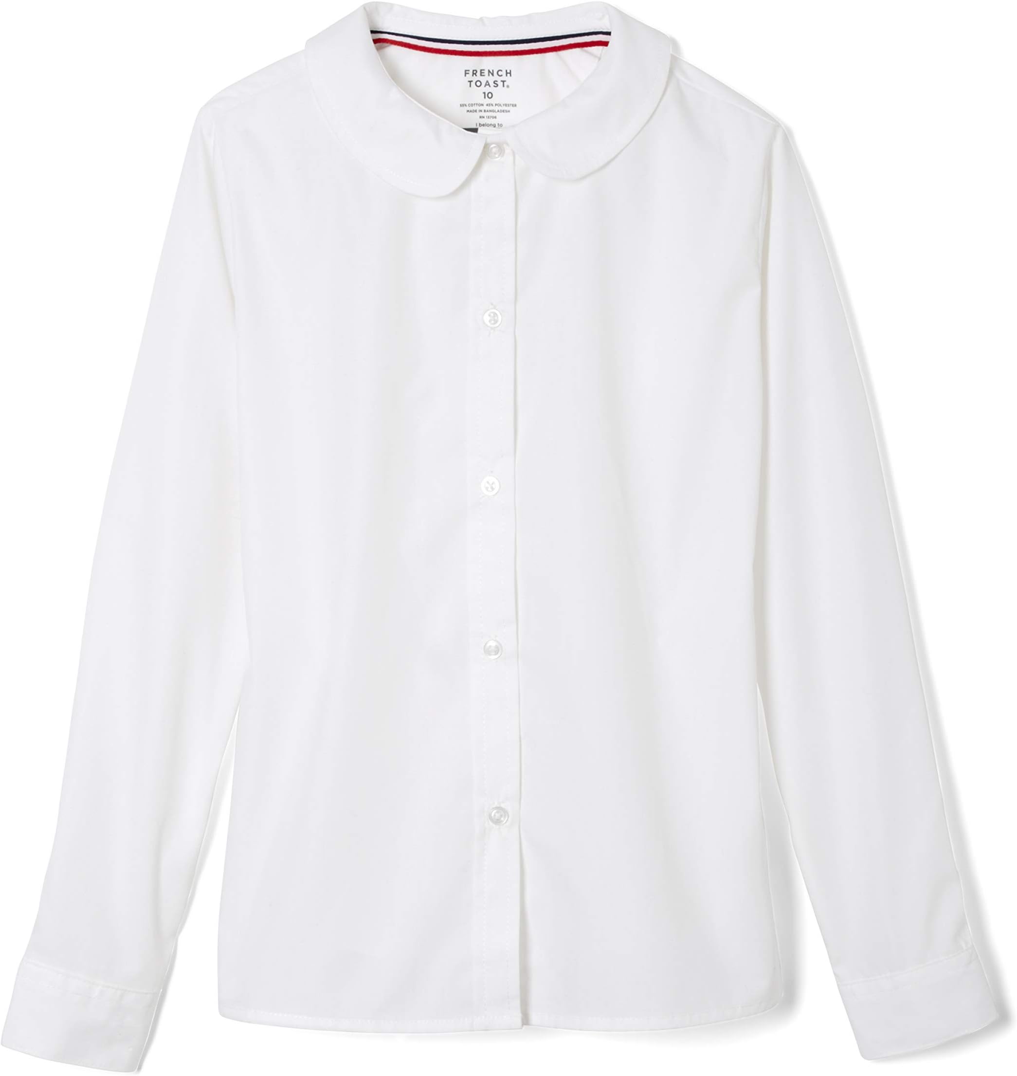 French Toast Girls' Long Sleeve Modern Peter Pan Collar Blouse